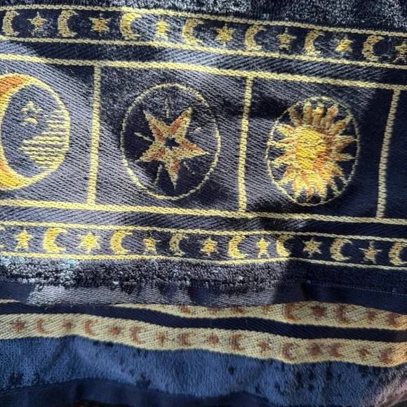 Vintage 3piece home trends bath and hand towels  Navy Star Pattern sun moon Y2K - Picture 12 of 13